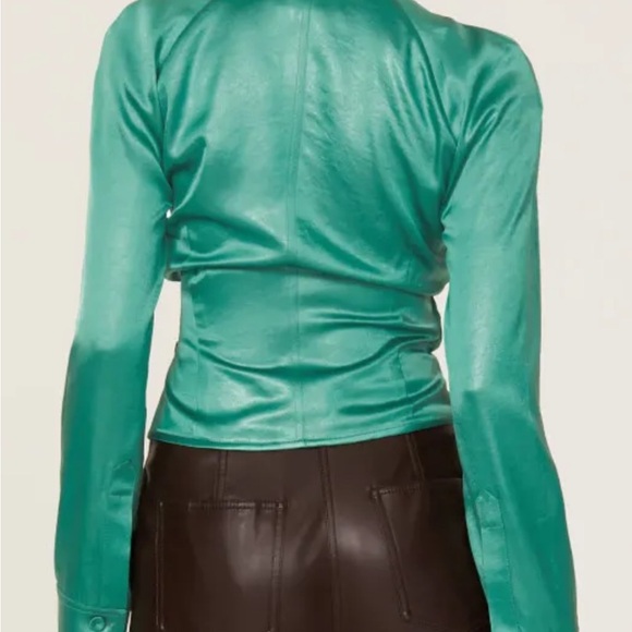 Nanushka Vibrant Green Wrap Blouse - Picture 4 of 7